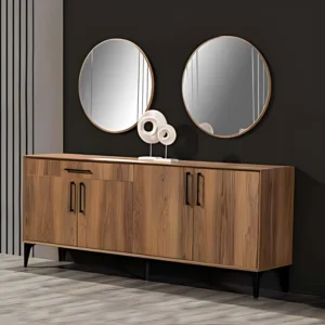 buffet-mahut-moderne-4-portes-2-tiroirs-en-bois-naturel-avec-pieds-noirs-salon-rangement-famiadeco-casablanca-maroc