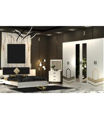 chambre-a-coucher-loft-complete-lit-avec-rangement-160x200-armoire-commode-avec-miroir-tables-de-nuit-turquie-famiadeco-casablanca-maroc