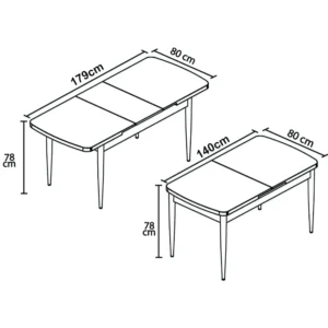 plan-2d-dimensions-table-salle-a-manger-rectangulaire-140-179x80x78cm-varo-famiadeco-casablanca-maroc