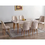 salle-a-manger-varo-table-extensible-rectangulaire-6-chaises-beige-pieds-bois-famiadeco-casablanca-maroc